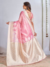 Saree Mall Women's Cotton Pink Woven Design Designer Saree With Blouse Piece-SANIDHI104504