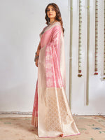 Saree Mall Women's Cotton Pink Woven Design Designer Saree With Blouse Piece-SANIDHI104504