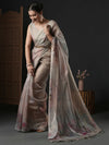 Saree Mall Women's Organza Beige Printed Designer Saree With Blouse Piece-SANKARI206