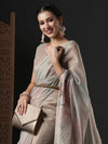 Saree Mall Women's Organza Beige Printed Designer Saree With Blouse Piece-SANKARI206