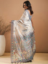 Saree Mall Women's Organza Off White Printed Designer Saree With Blouse Piece-SANKARI502