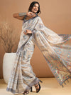 Saree Mall Women's Organza Off White Printed Designer Saree With Blouse Piece-SANKARI502