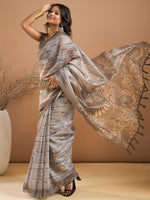 Saree Mall Women's Organza Grey Printed Designer Saree With Blouse Piece-SANKARI504