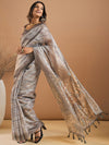 Saree Mall Women's Organza Grey Printed Designer Saree With Blouse Piece-SANKARI504