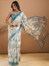 Saree Mall Women's Organza Light Blue Printed Designer Saree With Blouse Piece-SANKARI505