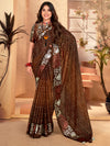 Saree Mall Women's  Blend Brown Printed Designer Saree With Blouse Piece-SANTONI113