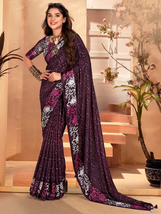 Saree Mall Women's  Blend Magenta Printed Designer Saree With Blouse Piece-SANTONI116