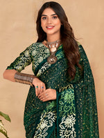 Saree Mall Women's  Blend Green Printed Designer Saree With Blouse Piece-SANTONI117