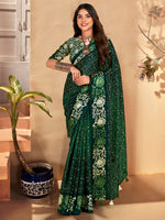 Saree Mall Women's  Blend Green Printed Designer Saree With Blouse Piece-SANTONI117