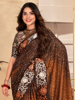 Saree Mall Women's  Blend Camel Brown Printed Designer Saree With Blouse Piece-SANTONI119