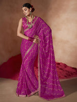 Saree Mall Women's Chiffon Pink Embellished Designer Saree With Blouse Piece-SANVI1001