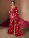 Saree Mall Women's Chiffon Red Embellished Designer Saree With Blouse Piece-SANVI1004