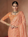 Saree Mall Women's Chiffon Peach Embellished Designer Saree With Blouse Piece-SANVI1007