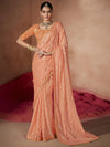 Saree Mall Women's Chiffon Peach Embellished Designer Saree With Blouse Piece-SANVI1007