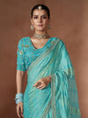 Saree Mall Women's Chiffon Blue Embellished Designer Saree With Blouse Piece-SANVI1009