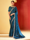 Saree Mall Women's Chiffon Teal Blue Embellished Designer Saree With Blouse Piece-SANVI2002