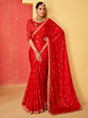 Saree Mall Women's Chiffon Red Embellished Designer Saree With Blouse Piece-SANVI2003