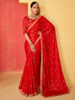 Saree Mall Women's Chiffon Red Embellished Designer Saree With Blouse Piece-SANVI2003