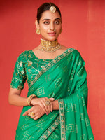 Saree Mall Women's Chiffon Teal Green Embellished Designer Saree With Blouse Piece-SANVI2010