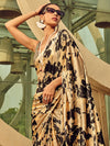 Saree Mall Women's Satin  Beige Printed Designer Saree With Blouse Piece-SATIN1405