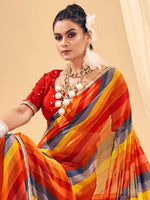 Saree Mall Women's Georgette Multicolored Embellished Designer Saree With Blouse Piece-SAWAN1003