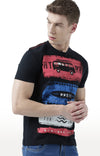 Huetrap Black Mens Short Sleeve Graphic Printed Tshirt-HT17MKGRABLK00820