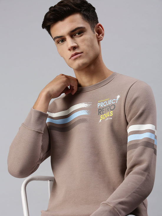 Men Graphic Print Multi Sweatshirt-SCAW22-Lightbrown