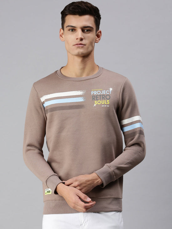 Men Graphic Print Multi Sweatshirt-SCAW22-Lightbrown