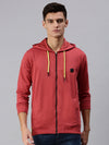 Men Hooded Solid Red Sweatshirt-SCPW140-Rust