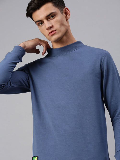 Men Solid Blue Sweatshirt-SCPW197-Blue