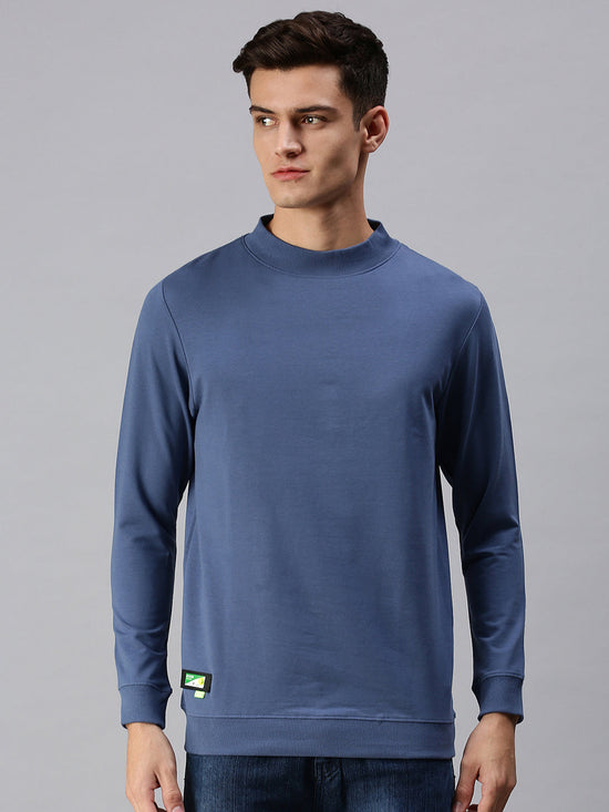 Men Solid Blue Sweatshirt-SCPW197-Blue