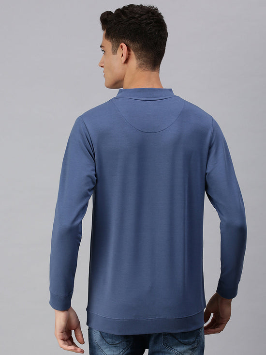 Men Solid Blue Sweatshirt-SCPW197-Blue