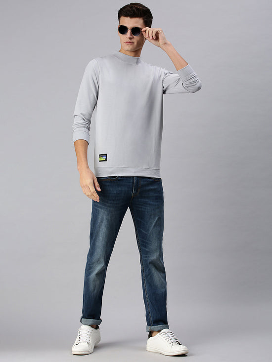 Men Solid Grey Sweatshirt-SCPW197-Grey