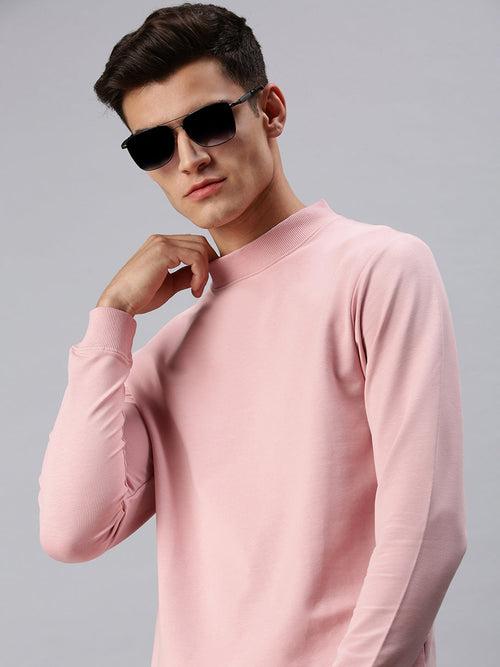 Men Solid Pink Sweatshirt-SCPW197-Peach