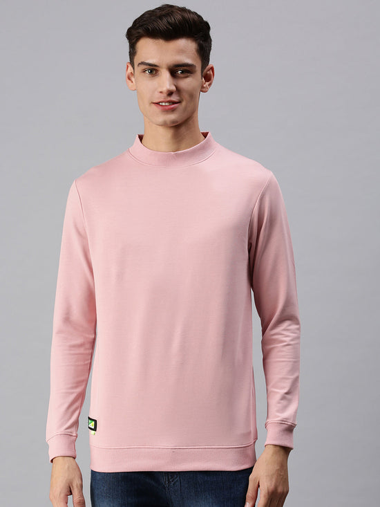 Men Solid Pink Sweatshirt-SCPW197-Peach