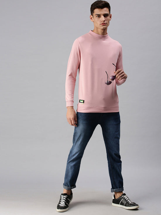 Men Solid Pink Sweatshirt-SCPW197-Peach