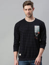 Men Striped Black Sweatshirt-SCPW216-Black