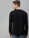 Men Striped Black Sweatshirt-SCPW216-Black