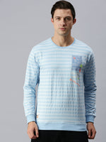 Men Striped Blue Sweatshirt-SCPW216-Blue