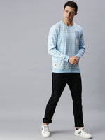 Men Striped Blue Sweatshirt-SCPW216-Blue