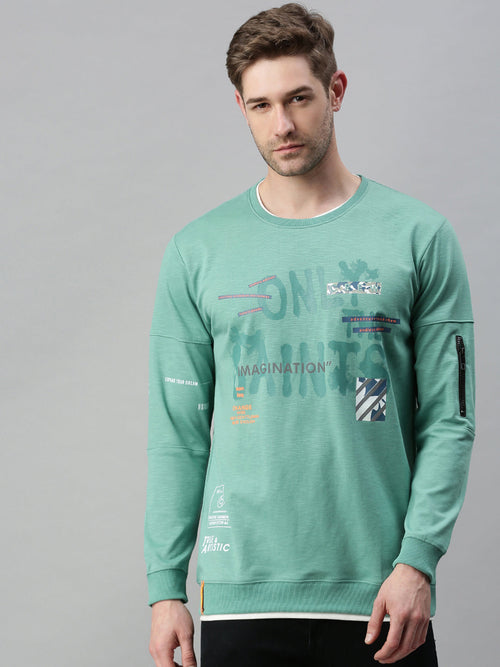 Men Solid Green Sweatshirt-SCPW229-Green