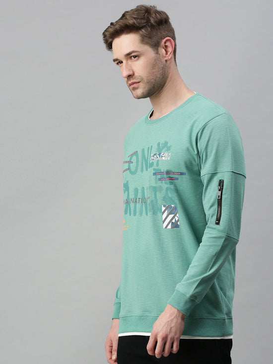 Men Solid Green Sweatshirt-SCPW229-Green