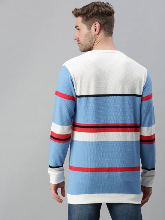 Men Striped Blue Sweatshirt-SCPW235-Bluewhite