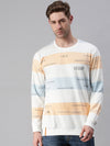 Men Striped White Sweatshirt-SCPW253-Whiteorange