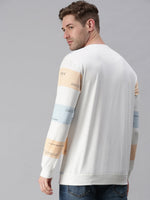 Men Striped White Sweatshirt-SCPW253-Whiteorange