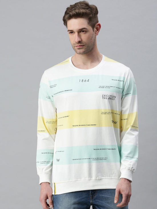 Men Printed White Sweatshirt-SCPW253-Whiteyellow