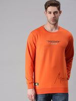 Men Printed Orange Sweatshirt-SCPW254-Orange