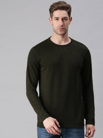 Men Printed Olive Sweatshirt-SCPW262-Darkgreen