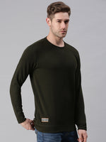 Men Printed Olive Sweatshirt-SCPW262-Darkgreen