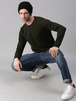 Men Printed Olive Sweatshirt-SCPW262-Darkgreen